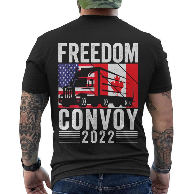 Freedom Convoy 2022 American Canadian Flag Tshirt Men's Crewneck Short Sleeve Back Print T-shirt