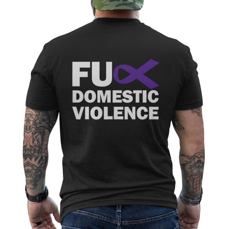 Fuck Domestic Violence Purple Ribbon Domestic Violence Men's Crewneck Short Sleeve Back Print T-shirt