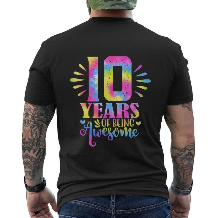 Funny 10 Years Of Being Awesome 10Th Birthday Girl Men's Crewneck Short Sleeve Back Print T-shirt