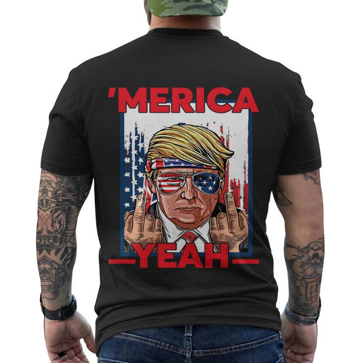 Funny 4Th Of July Patriotic Donald Trump Merica Usa Flag Men's Crewneck Short Sleeve Back Print T-shirt