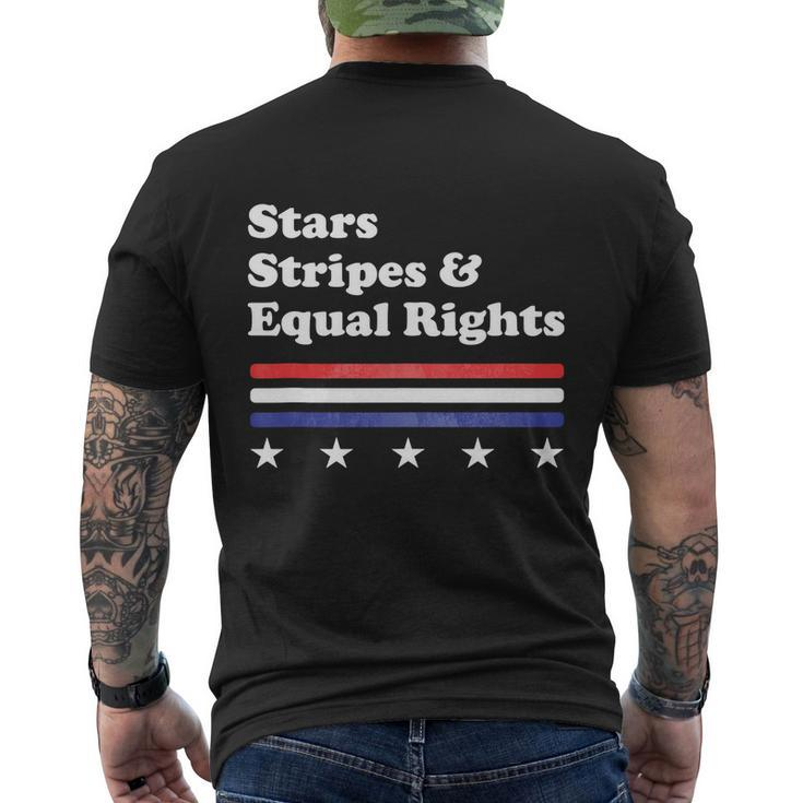 Funny 4Th Of July Stars Stripes And Equal Rights Men's Crewneck Short Sleeve Back Print T-shirt