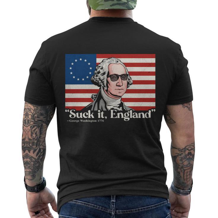 Funny 4Th Of July Suck It England Patriotic 1776 Usa Flag Men's Crewneck Short Sleeve Back Print T-shirt