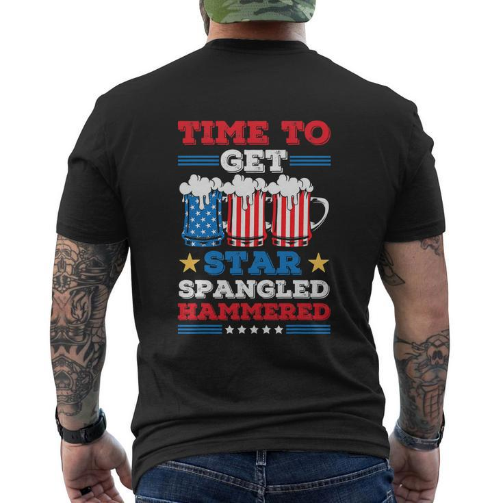 Funny 4Th Of July Time To Get Star Spangled Hammered Men's Crewneck Short Sleeve Back Print T-shirt