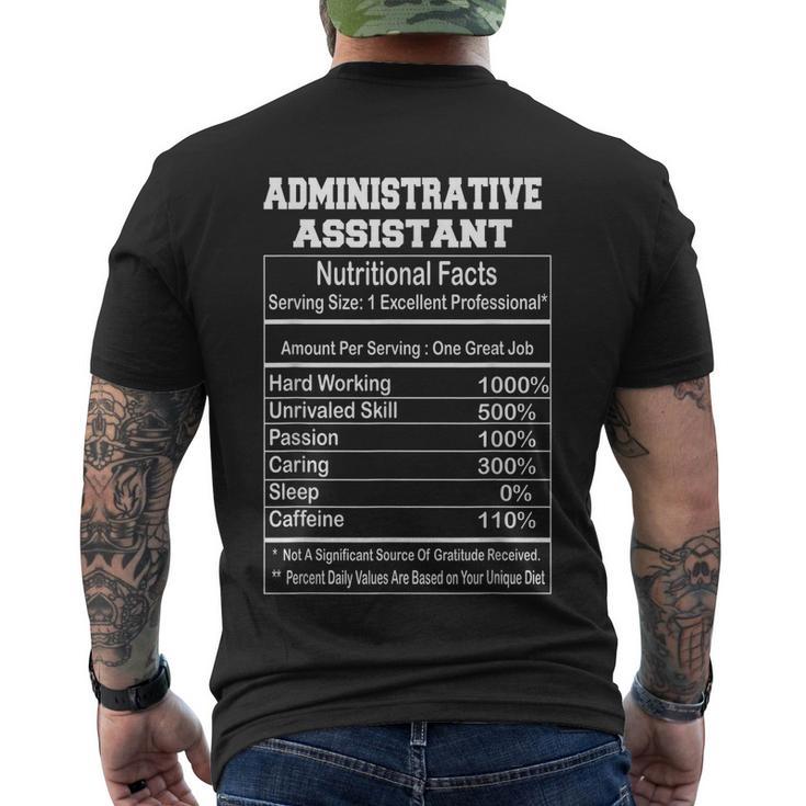 Funny Administrative Assistant Nutritional Facts Gift Men's Crewneck Short Sleeve Back Print T-shirt