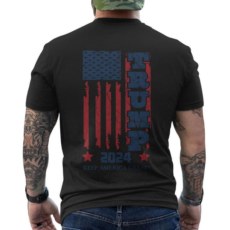 Funny Anti Biden Donald J Trump Distressed Flag Pocket Men's Crewneck Short Sleeve Back Print T-shirt