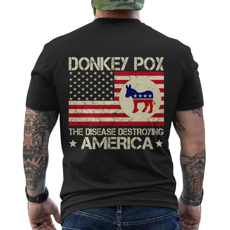 Funny Anti Biden Donkey Pox The Disease Destroying America Funny Anti Biden Men's Crewneck Short Sleeve Back Print T-shirt
