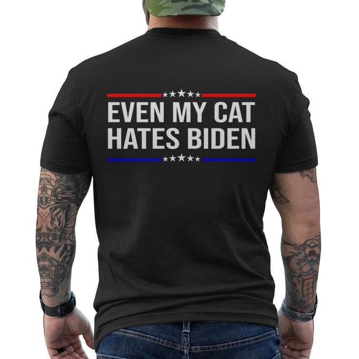 Funny Anti Biden Even My Cat Hates Biden Funny Anti Biden Fjb Men's Crewneck Short Sleeve Back Print T-shirt