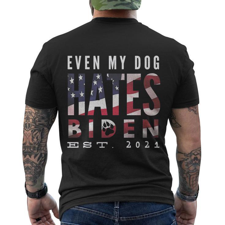 Funny Anti Biden Even My Dog Hates Biden Biden Sucks Anti Biden Usa Flag Men's Crewneck Short Sleeve Back Print T-shirt
