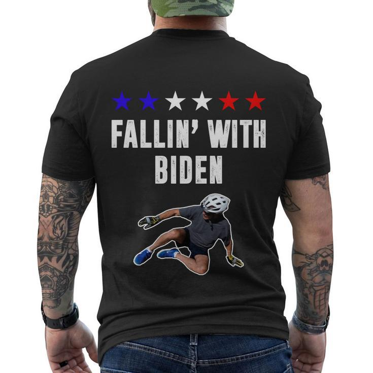 Funny Anti Biden Fallin With Biden Funny Joe Biden Bike Fall Men's Crewneck Short Sleeve Back Print T-shirt