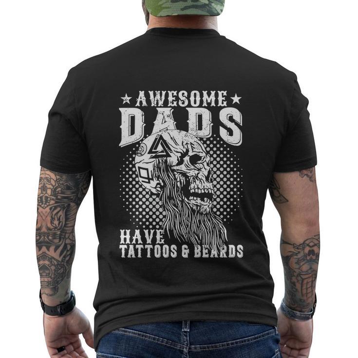 Funny Awesome Dads Have Tattoos And Beards Men's Crewneck Short Sleeve Back Print T-shirt