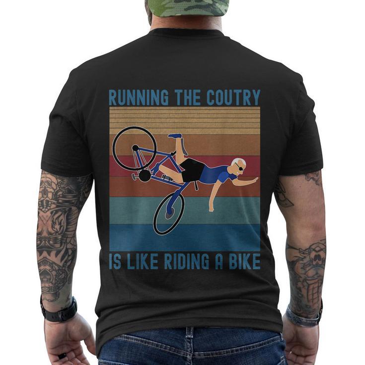 Funny Biden Falls Off Bike Running The Country Like Riding A Bike V3 Men's Crewneck Short Sleeve Back Print T-shirt