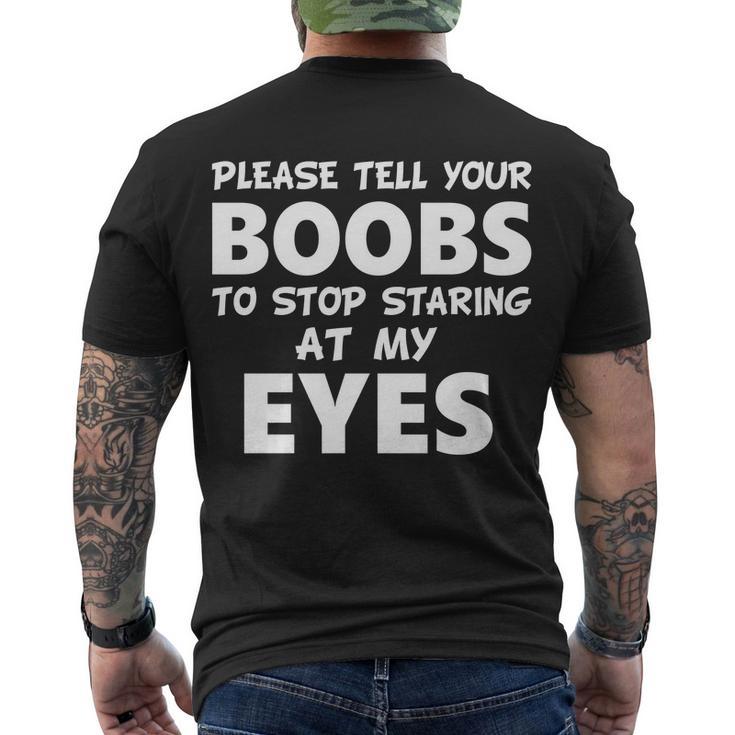 Funny Boob Meme Staring At My Eyes Tshirt Men's Crewneck Short Sleeve Back Print T-shirt