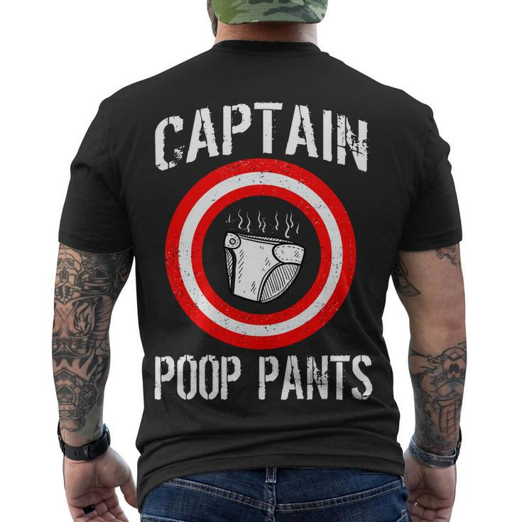 Funny Captain Poop Pants Tshirt Men's Crewneck Short Sleeve Back Print T-shirt