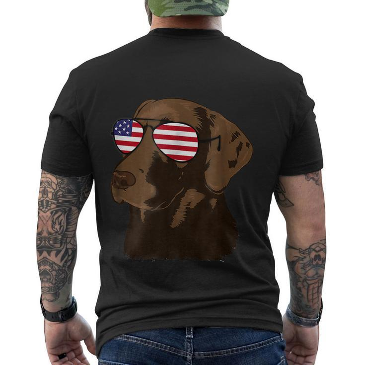 Funny Chocolate Lab American Flag Dog 4Th Of July Men's Crewneck Short Sleeve Back Print T-shirt