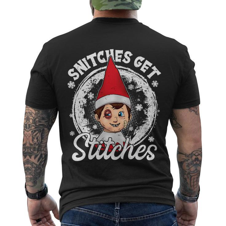 Funny Christmas Snitches Get Stitches Tshirt Men's Crewneck Short Sleeve Back Print T-shirt