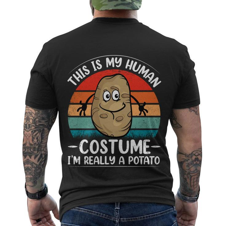 Funny Cute Retro Distressed Sunset Potato Human Costume Halloween Costume Men's Crewneck Short Sleeve Back Print T-shirt