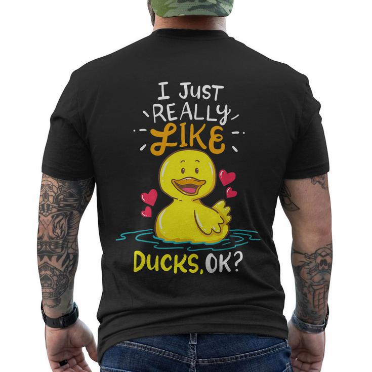 Funny Duck Ducks Rubber Gift Men's Crewneck Short Sleeve Back Print T-shirt