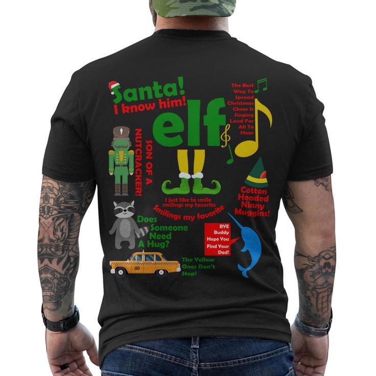 Funny Elf Santa Knows Him Christmas Men's Crewneck Short Sleeve Back Print T-shirt