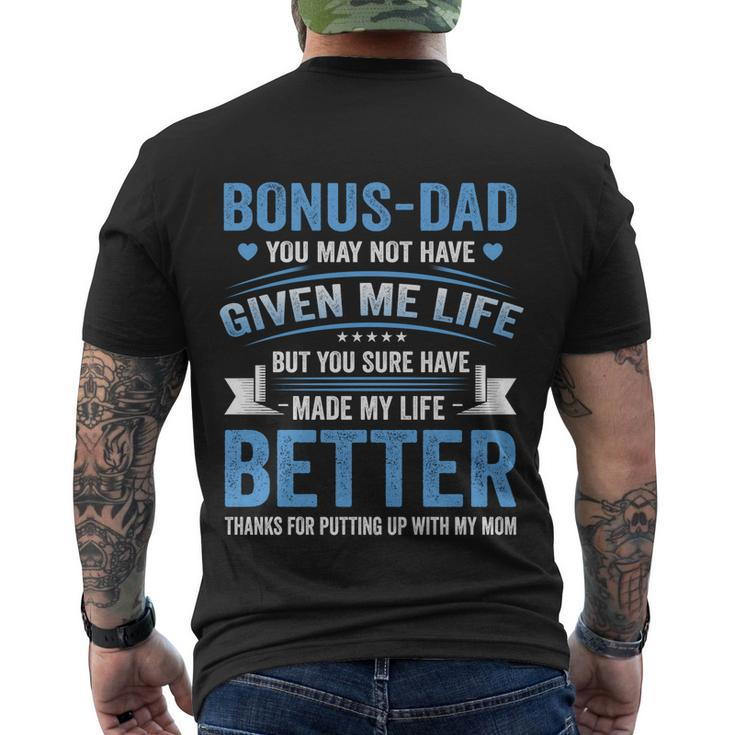 Funny Fathers Day Bonus Dad Gift From Daughter Son Wife Gift Men's Crewneck Short Sleeve Back Print T-shirt