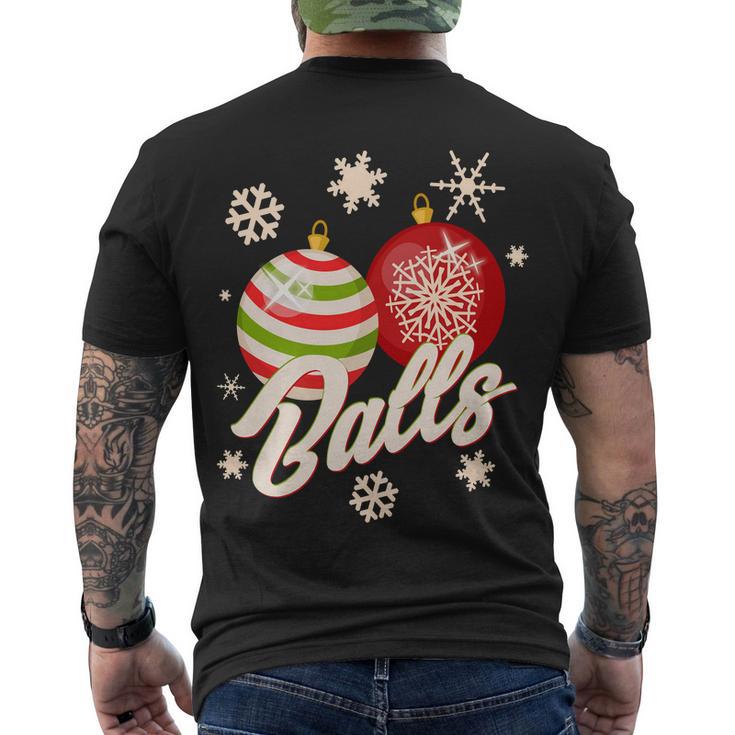 Funny Festive Christmas Balls Men's Crewneck Short Sleeve Back Print T-shirt