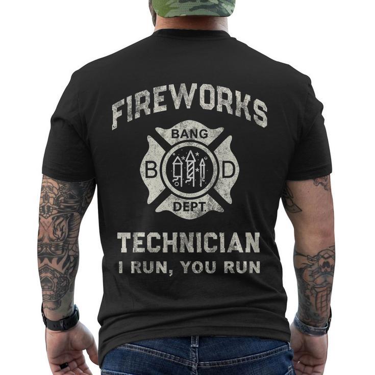 Funny Fireworks Technician Firefighter America Men's Crewneck Short Sleeve Back Print T-shirt