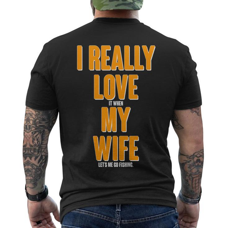 Funny Fishing I Really Love My Wife Tshirt Men's Crewneck Short Sleeve Back Print T-shirt