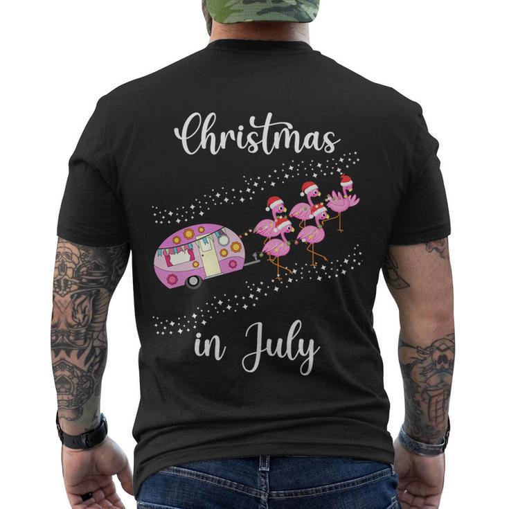 Funny Flamingo Pink Retro Camping Car Christmas In July Great Gift Men's Crewneck Short Sleeve Back Print T-shirt