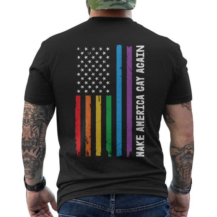 Funny Gay Pride Make American Flag Pride Month Men's Crewneck Short Sleeve Back Print T-shirt