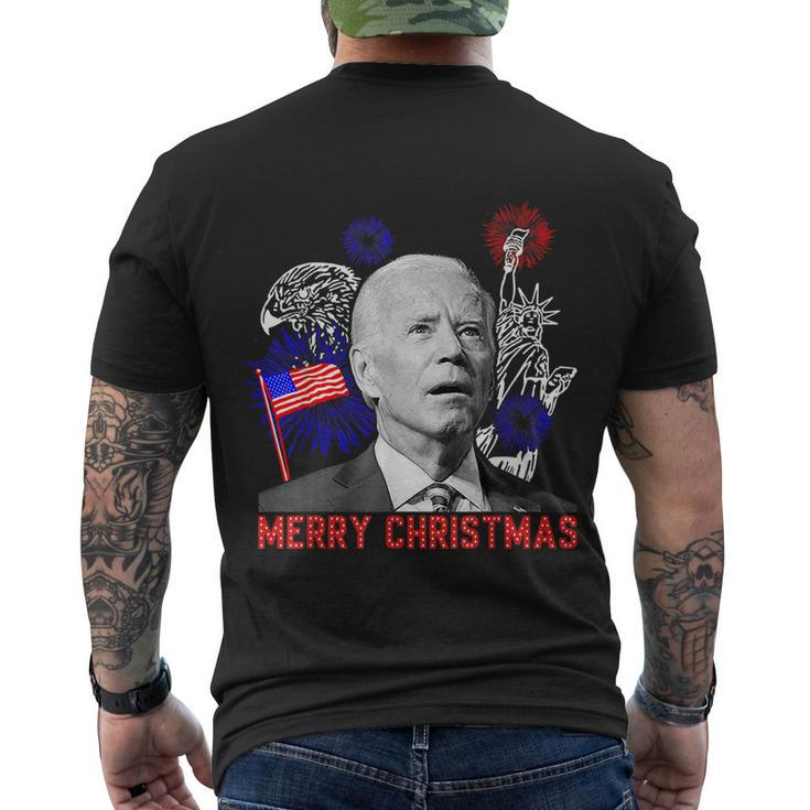 Funny Joe Biden Happy Christmas In July Usa Flag V2 Men's Crewneck Short Sleeve Back Print T-shirt