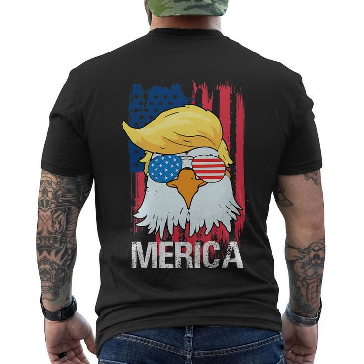 Funny Merica Trump Bald Eagle 4Th Of July Us Flag Men Women Men's Crewneck Short Sleeve Back Print T-shirt