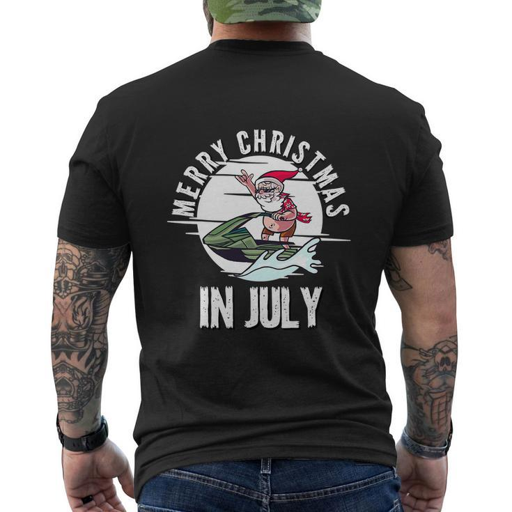 Funny Merry Christmas In July Santa On A Jetski Summer Men's Crewneck Short Sleeve Back Print T-shirt