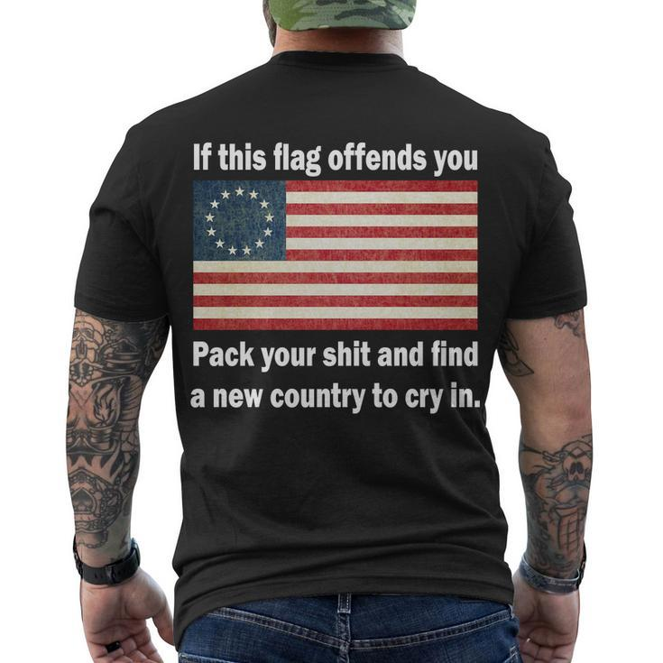 Funny Offensive Betsy Ross Flag Men's Crewneck Short Sleeve Back Print T-shirt