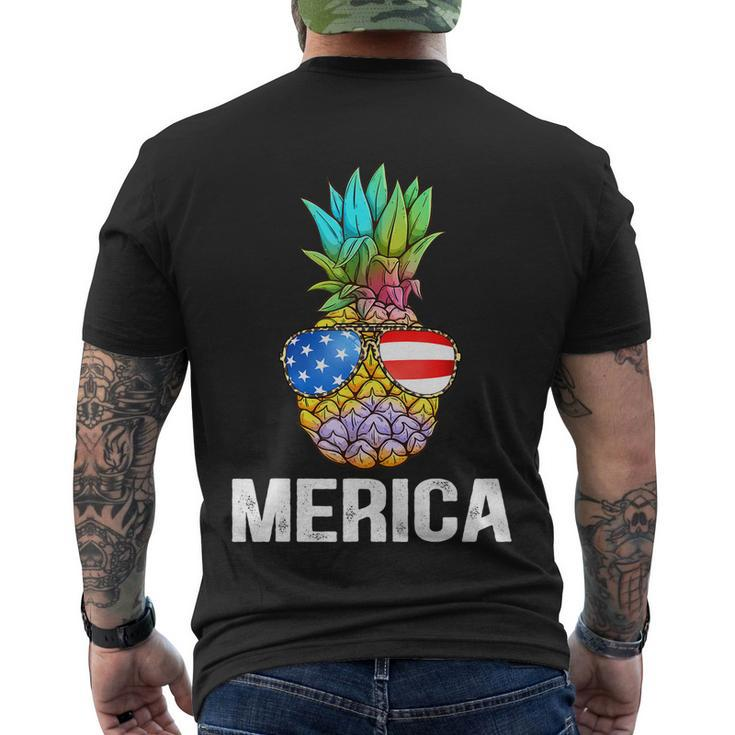 Funny Patriotic Pineapple 4Th Of July America Usa Flag Men's Crewneck Short Sleeve Back Print T-shirt