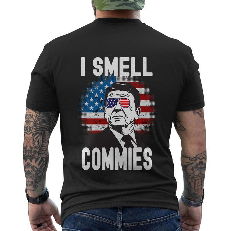 Funny Reagan Political Humor I Smell Commies Reaganomics Men's Crewneck Short Sleeve Back Print T-shirt