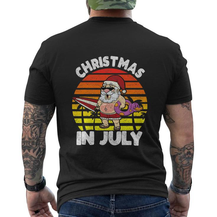 Funny Retro Christmas In July Santa Hawaiian Summer Men's Crewneck Short Sleeve Back Print T-shirt