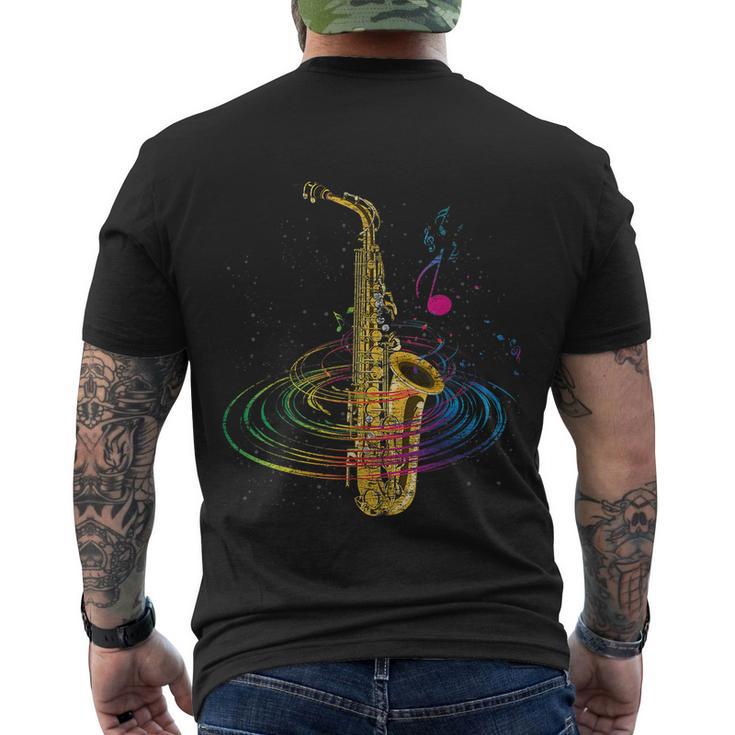 Funny Sax Player Gift Funny Idea Saxophonist Music Notes Saxophone Gift Tshirt Men's Crewneck Short Sleeve Back Print T-shirt