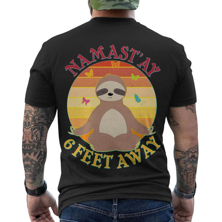 Funny Sloth Namastay 6 Feet Away Men's Crewneck Short Sleeve Back Print T-shirt