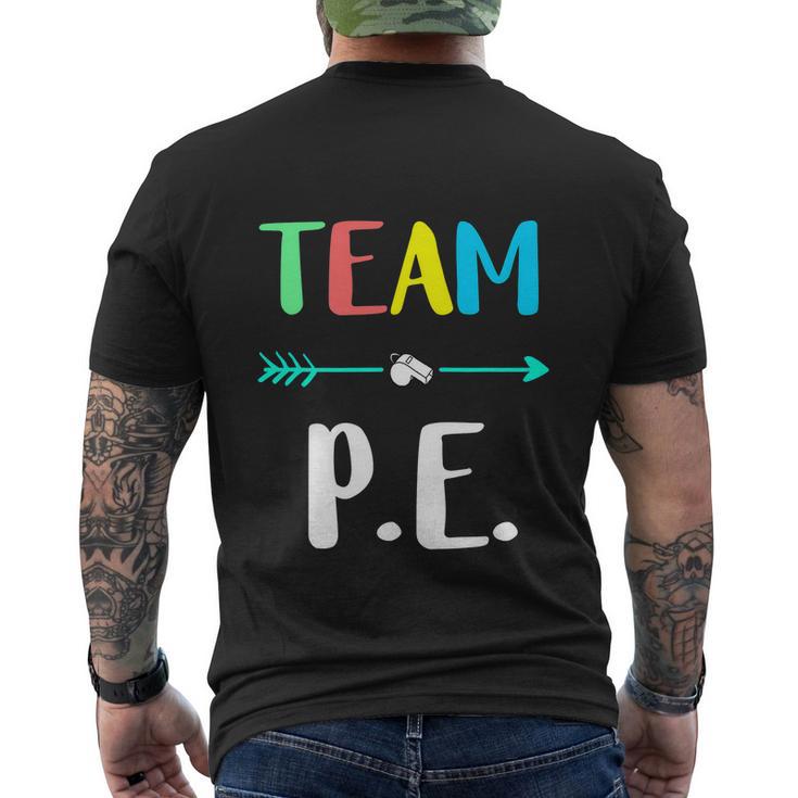 Funny Team P E School Strong Physical Teacher Men's Crewneck Short Sleeve Back Print T-shirt