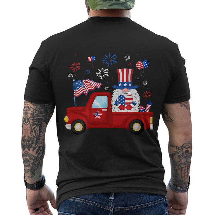 Funny Truck Riding Gnome American Flag Patriotic 4Th Of July Gift Men's Crewneck Short Sleeve Back Print T-shirt