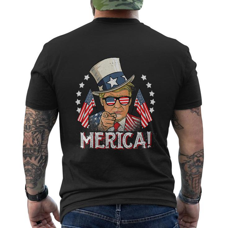 Funny Trump Merica 4Th Of July American Flag Men's Crewneck Short Sleeve Back Print T-shirt
