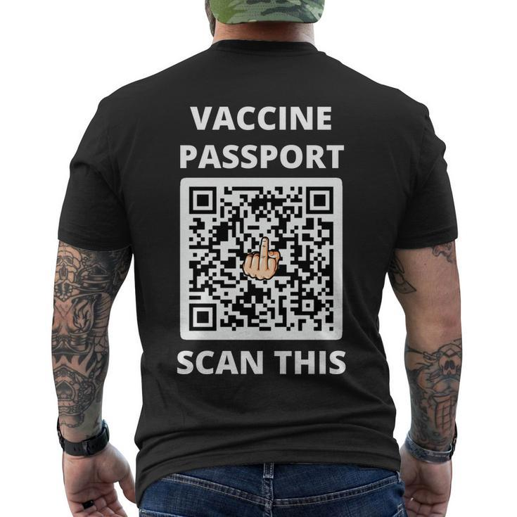 Funny Vaccine Passport Scan This Middle Finger Men's Crewneck Short Sleeve Back Print T-shirt