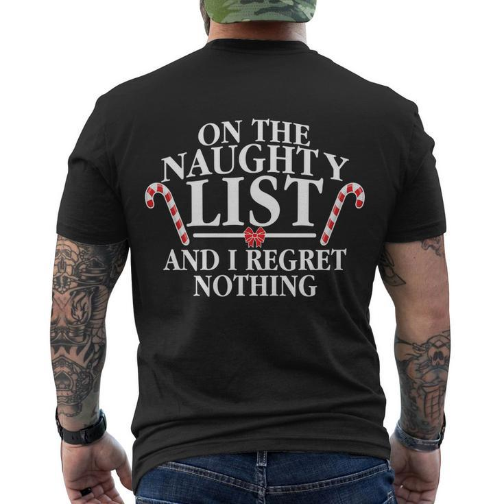 Funny X-Mas On The Naughty List I Regret Nothing Tshirt Men's Crewneck Short Sleeve Back Print T-shirt