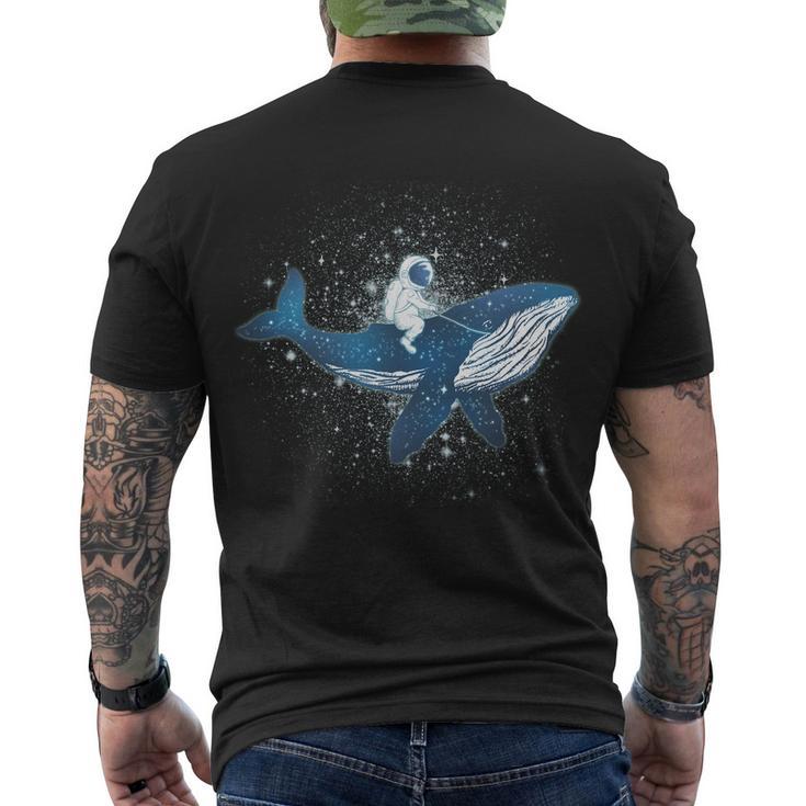 Galaxy Space Astronaut Whale Men's Crewneck Short Sleeve Back Print T-shirt