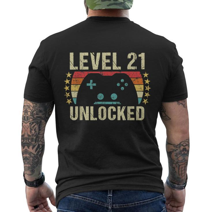 Gaming Vintage 21St Birthday Gift 21 Year Old Boy Girl Gamer Men's Crewneck Short Sleeve Back Print T-shirt