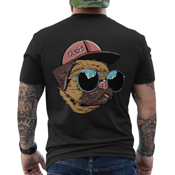 Gangster Pug Dog Hipster Cool Shades Men's Crewneck Short Sleeve Back Print T-shirt
