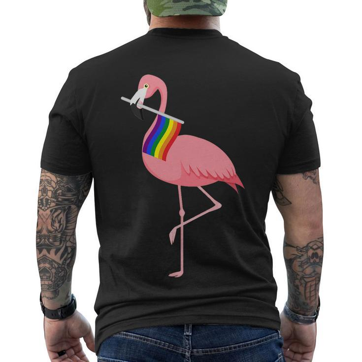 Gay Flamingo Tshirt Men's Crewneck Short Sleeve Back Print T-shirt