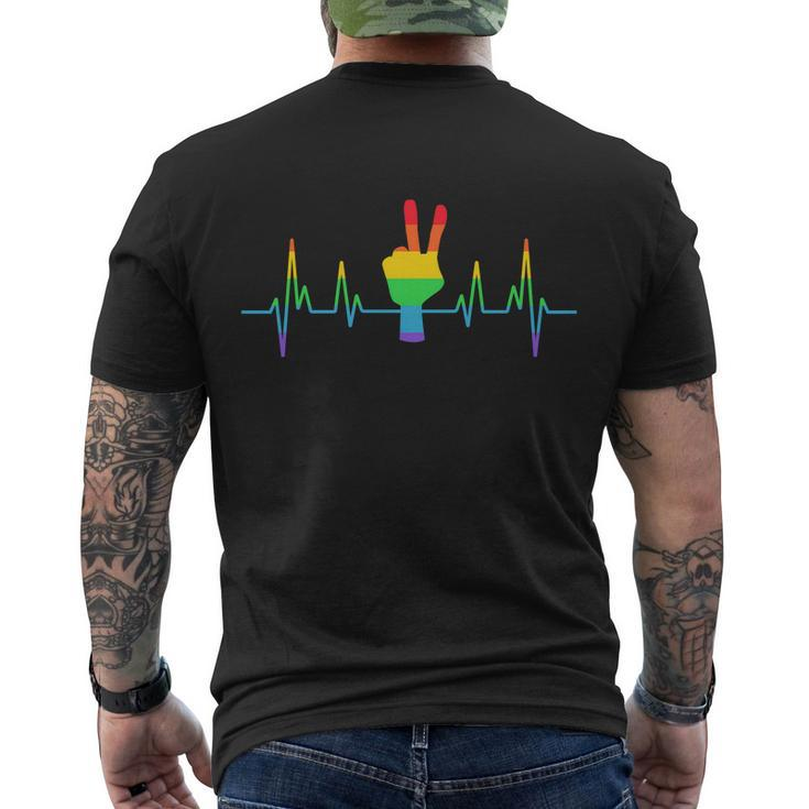 Gay Lesbian Lgbt Heartbeat Say Hi Lgbt Pride Parade Men's T-shirt Back Print