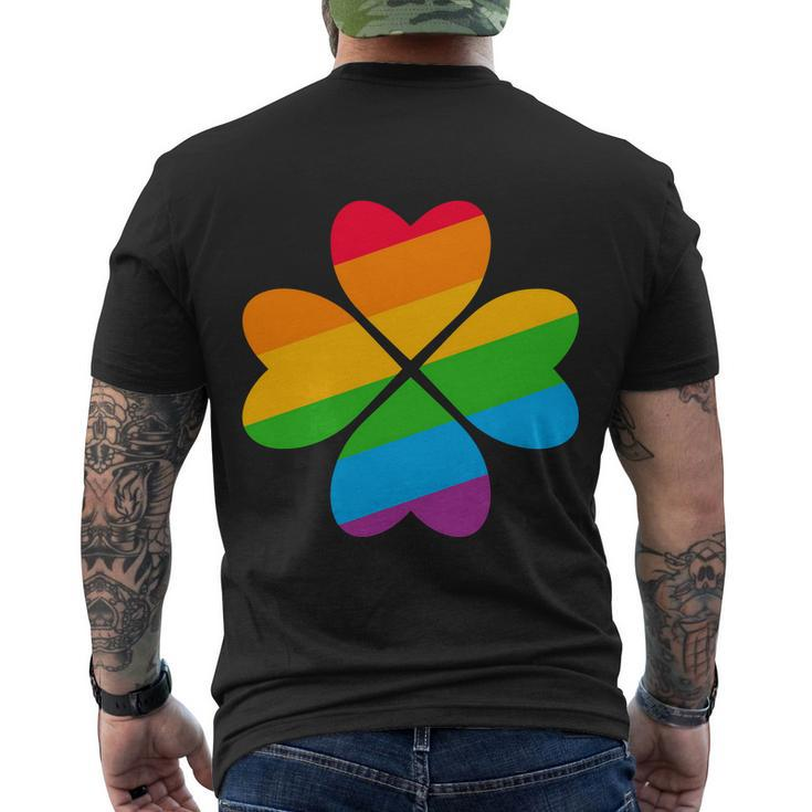 Gay Pride Flag Shamrock Lgbt St Patricks Day Parade Men's T-shirt Back Print