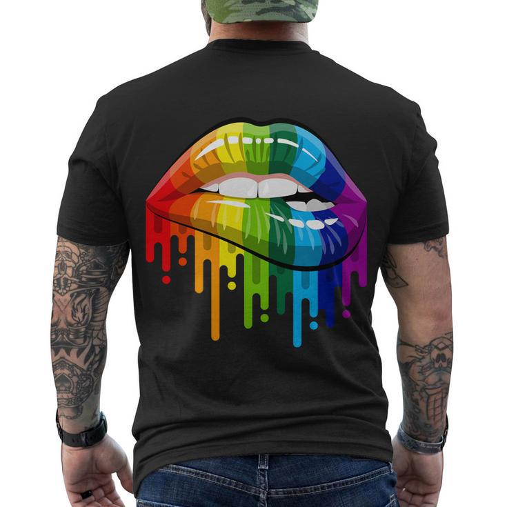 Gay Pride Lips Tshirt V2 Men's Crewneck Short Sleeve Back Print T-shirt