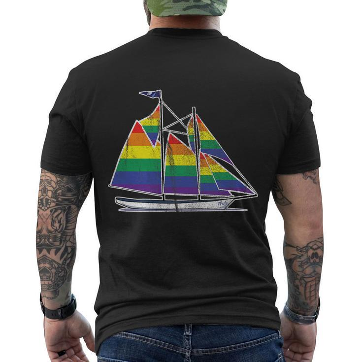 Gay Pride Sailboat Lgbt Lgbtq Rainbow Flag Men's Crewneck Short Sleeve Back Print T-shirt